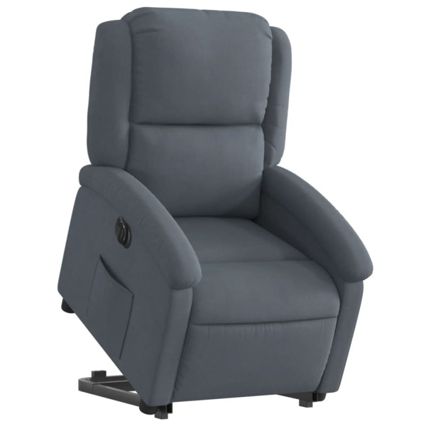 Sillón eléctrico reclinable elevable de terciopelo gris oscuro M 3