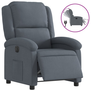 Sillón reclinable eléctrico de terciopelo gris oscuro H