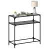Mesa consola con superficie de vidrio negro acero 80x35x81 cm 3