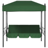 Banco columpio de jardín con toldo acero verde 5