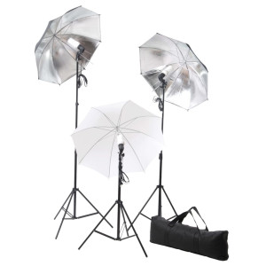 Kit estudio fotográfico lámparas. sombrillas. fondo y reflector H
