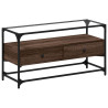 Mueble TV cristal y madera ingeniería marrón roble 98x35x51 cm 2