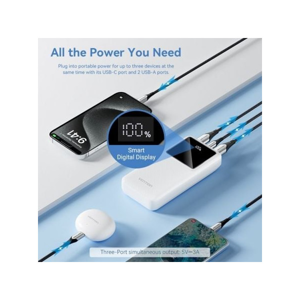 Powerbank 20000mah vention fhlw0/ 22.5w/ blanca M 4