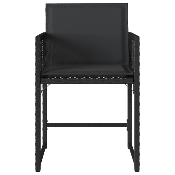 Cadeiras de jardim com almofadões 4 pcs vime PE preto M 5