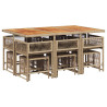 Set comedor de jardín 11 pzas con cojines ratán sintético beige 3