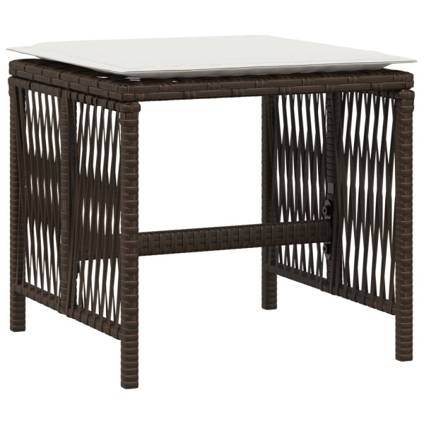 Bancos jardim com almofadões 4 pcs 41x41x36 cm vime PE castanho M 4