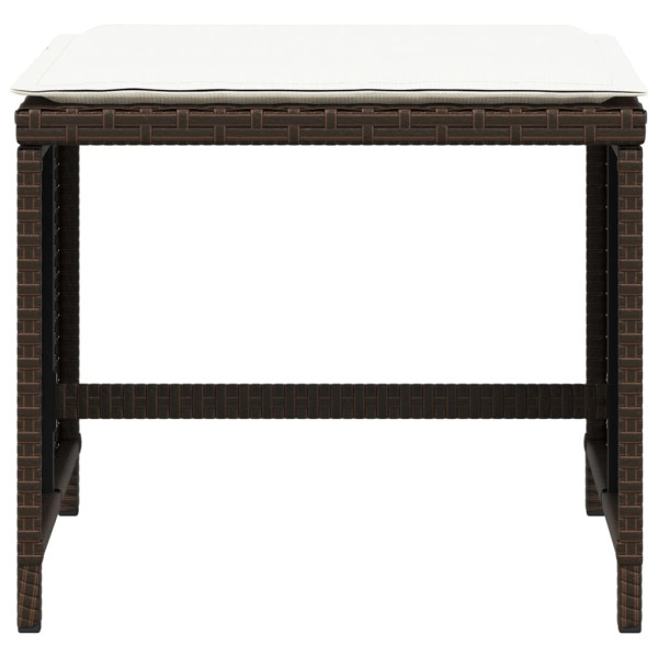 Bancos jardim com almofadões 4 pcs 41x41x36 cm vime PE castanho M 5