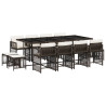 Set muebles de jardín 13 pzas y cojines ratán sintético marrón 2