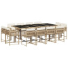 Set comedor de jardín con cojines 13 pzas ratán sintético beige 2