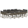 Set comedor de jardín con cojines 13 pzas ratán sintético gris 2