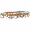 Set Jardim de jantar 17 pcs com almofadas ratão sintético beige 2