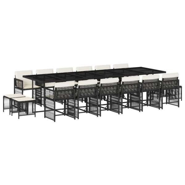 Set de muebles jardín 17 pzas con cojines ratán sintético negro M 2