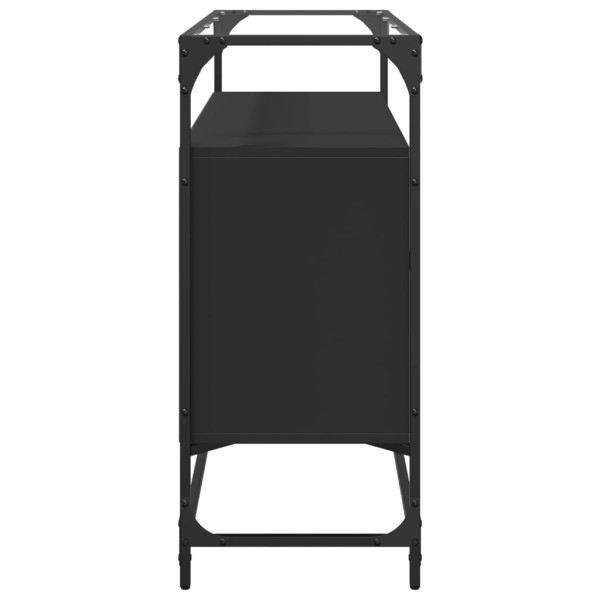 Aparador tapa de cristal y madera ingeniería negro 98x35x81 cm M 5