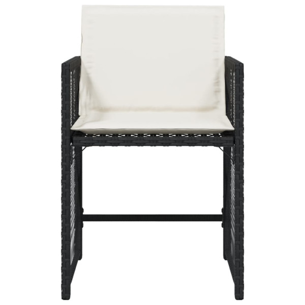 Cadeiras de jardim com almofadões 4 pcs vime PE preto M 5