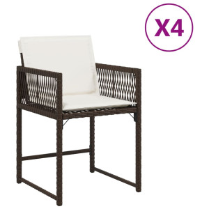 Cadeiras de jardim com almofadões 4 pcs vime PE castanho H