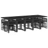 15 pcs conjunto de jantar p/jardim com almofadões vime PE preto 3