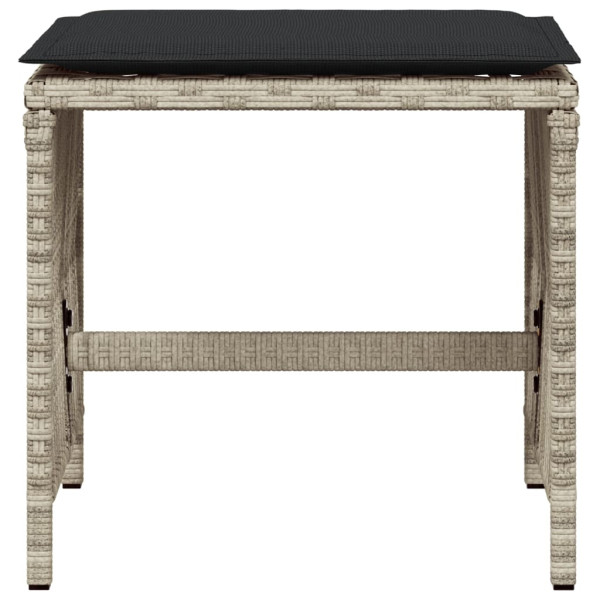 Bancos jardim c/ almofadões 4pcs 41x41x36cm vime PE cinza-claro M 5