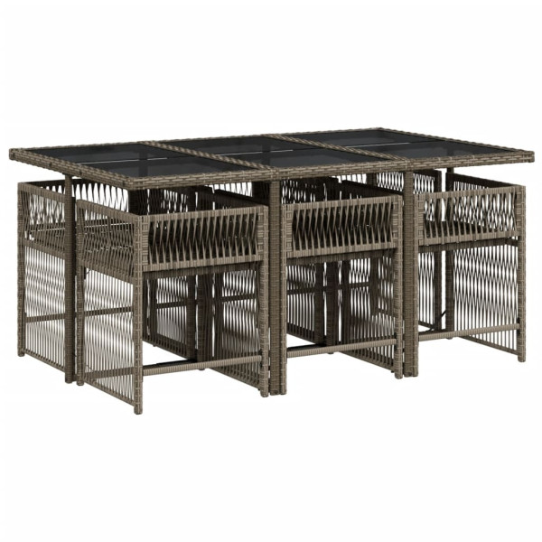 Set comedor jardín 7 pzas y cojines ratán sintético gris M 3