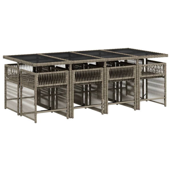 Set comedor jardín 9 pzas y cojines ratán sintético gris M 3