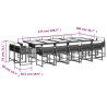 Set comedor de jardín con cojines 15 pzas ratán sintético gris 5