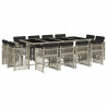Set comedor jardín y cojines 13 pzas ratán sintético gris claro 2
