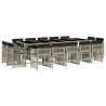 Set comedor jardín y cojines 15 pzas ratán sintético gris claro 2