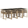 Set comedor de jardín 9 pzas con cojines ratán sintético beige 3