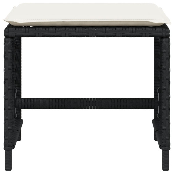 Bancos de jardim com almofadões 4 pcs 41x41x36 cm vime PE preto M 5