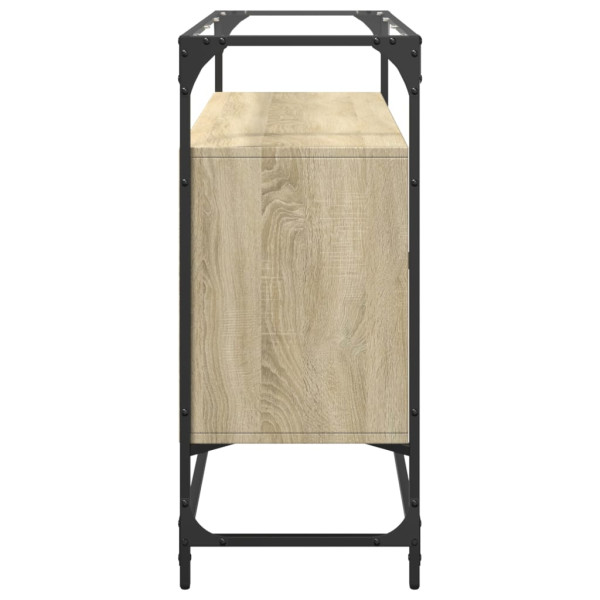 Aparador cristal y madera ingeniería roble Sonoma 98x35x81 cm M 5