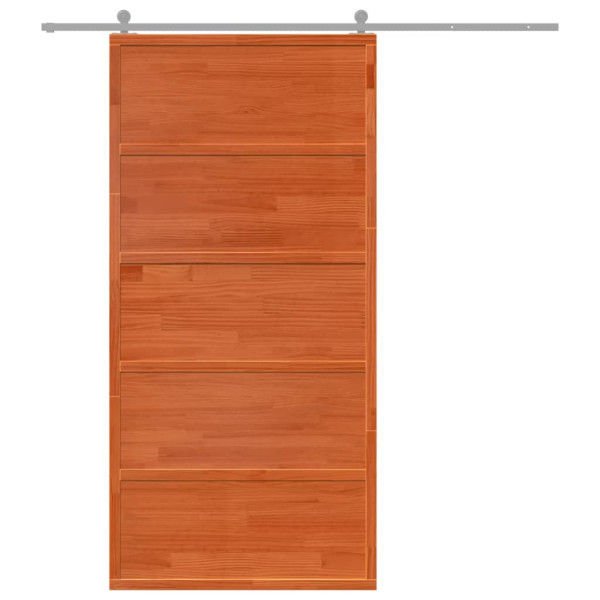 Puerta de granero madera maciza pino marrón miel 100x208 cm M 3