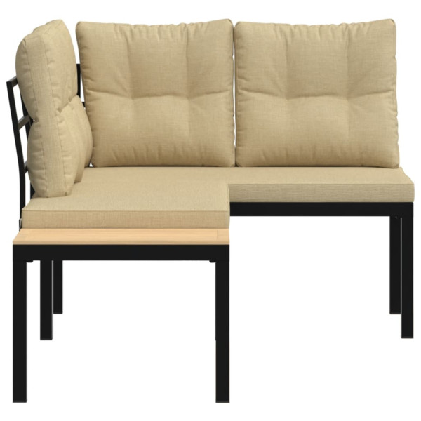 Bancos jardín y cojines 2 pzas acero recubrimiento polvo negro M 4