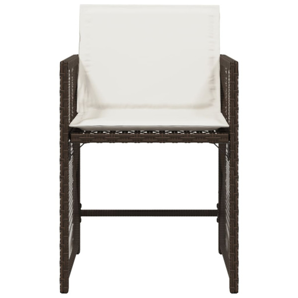 Cadeiras de jardim com almofadões 4 pcs vime PE castanho M 5