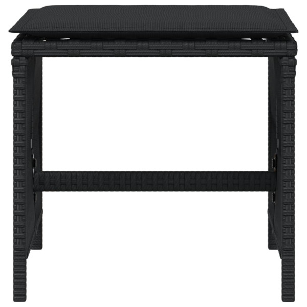 Bancos de jardim com almofadões 4 pcs 41x41x36 cm vime PE preto M 5