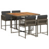 Set comedor de jardín 5 piezas con cojines ratán sintético gris 2
