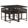 Set comedor de jardín 5 piezas y cojines ratán sintético marrón 3