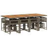 Set comedor de jardín con cojines 13 pzas ratán sintético gris 3