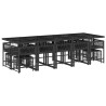 15 pcs conjunto de jantar p/jardim com almofadões vime PE preto 3