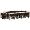 Set comedor de jardín y cojines 15 pzas ratán sintético marrón 2