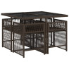 Set comedor de jardín 5 piezas y cojines ratán sintético marrón 3