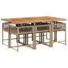 Set comedor de jardín 7 pzas con cojines ratán sintético beige 3