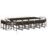 Set comedor de jardín y cojines 15 pzas ratán sintético marrón 2