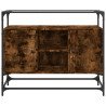 Aparador cristal y madera ingeniería roble ahumado 98x35x81 cm 4