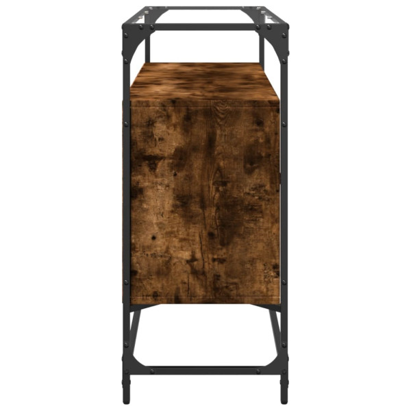 Aparador cristal y madera ingeniería roble ahumado 98x35x81 cm M 5