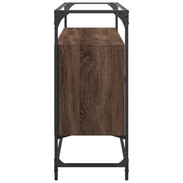 Aparador cristal y madera ingeniería marrón roble 98x35x81 cm M 5