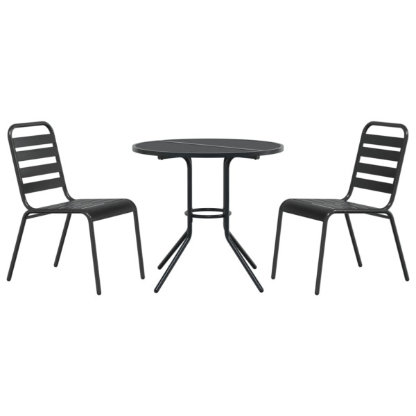 Sillas jardín apilables 3 pzas acero recubrimiento polvo gris M 2