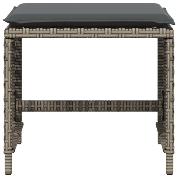 Taburetes de jardín con cojines 4 uds ratán PE gris 41x41x36 cm M 5