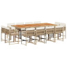 Set comedor de jardín con cojines 13 pzas ratán sintético beige 2
