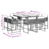 Set comedor para jardín 9 pzas y cojines ratán sintético marrón 5
