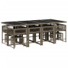 Set comedor de jardín con cojines 13 pzas ratán sintético gris 3