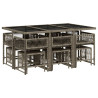 Set de comedor de jardín 11 pzas y cojines ratán sintético gris 3
